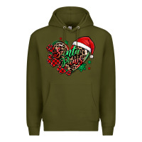 Army Green santa paws christmas heart Premium Hoodie - MaliasSmallBusiness