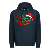 Navy santa paws christmas heart Premium Hoodie - MaliasSmallBusiness
