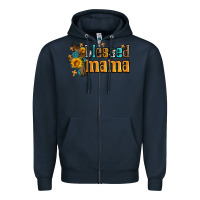 Navy blessed mama Zipper Hoodie - AdoDesignShop