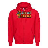 Red blessed mama Zipper Hoodie - AdoDesignShop