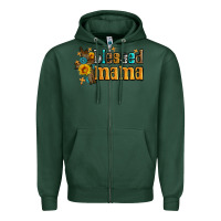 Sports Green blessed mama Zipper Hoodie - AdoDesignShop