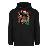 Black Skeleton with coffee cup Christmas Heavyweight Hoodie - NancyCooperArtShop