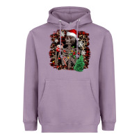 Lavender Skeleton with coffee cup Christmas Heavyweight Hoodie - NancyCooperArtShop