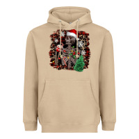 Mushroom Skeleton with coffee cup Christmas Heavyweight Hoodie - NancyCooperArtShop