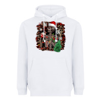 White Skeleton with coffee cup Christmas Heavyweight Hoodie - NancyCooperArtShop
