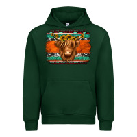 Forest Green highland cow western background Urban Hoodie - Jasminsmagicworld