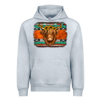 Heather Grey highland cow western background Urban Hoodie - Jasminsmagicworld