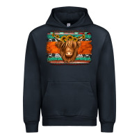 Navy highland cow western background Urban Hoodie - Jasminsmagicworld