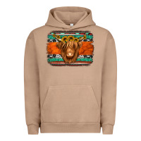 Pigment Burro highland cow western background Urban Hoodie - Jasminsmagicworld