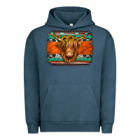 Pigment Midnight Navy highland cow western background Urban Hoodie - Jasminsmagicworld