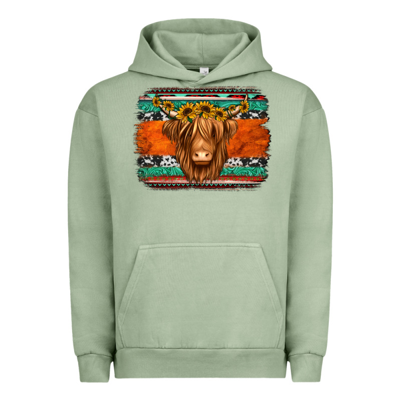 Highland Cow Western Background Urban Hoodie by Jasminsmagicworld | Teevron