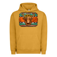 Pigment Peanut Butter highland cow western background Urban Hoodie - Jasminsmagicworld