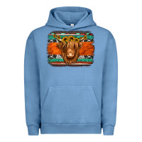 Pigment Pebble Blue highland cow western background Urban Hoodie - Jasminsmagicworld