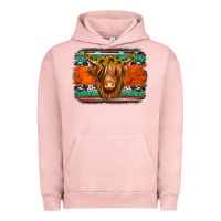 Pigment Salmon highland cow western background Urban Hoodie - Jasminsmagicworld
