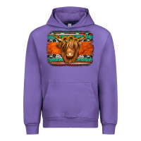 Tulip highland cow western background Urban Hoodie - Jasminsmagicworld