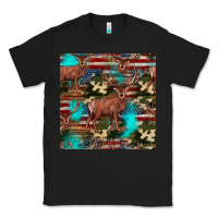 Black hunting deer american flag seamless pattern Classic Tee - HRA Design Shop