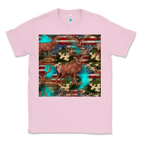 Bubblegum Pink hunting deer american flag seamless pattern Classic Tee - HRA Design Shop