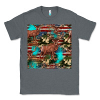 Charcoal Heather hunting deer american flag seamless pattern Classic Tee - HRA Design Shop