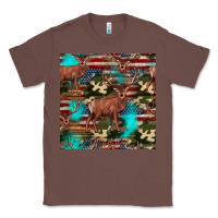 Chestnut hunting deer american flag seamless pattern Classic Tee - HRA Design Shop