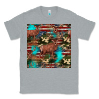 Heather Grey hunting deer american flag seamless pattern Classic Tee - HRA Design Shop