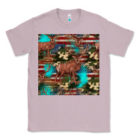 Lilac hunting deer american flag seamless pattern Classic Tee - HRA Design Shop