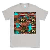 Moon Dust hunting deer american flag seamless pattern Classic Tee - HRA Design Shop