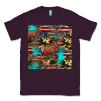 Plum hunting deer american flag seamless pattern Classic Tee - HRA Design Shop