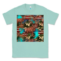Seafoam hunting deer american flag seamless pattern Classic Tee - HRA Design Shop