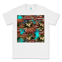 White hunting deer american flag seamless pattern Classic Tee - HRA Design Shop