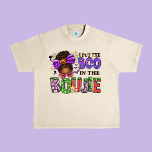 I Put The Boo In The Boujie Messy Bun Urban Heavy Tee Designed By Texasbilliewilder