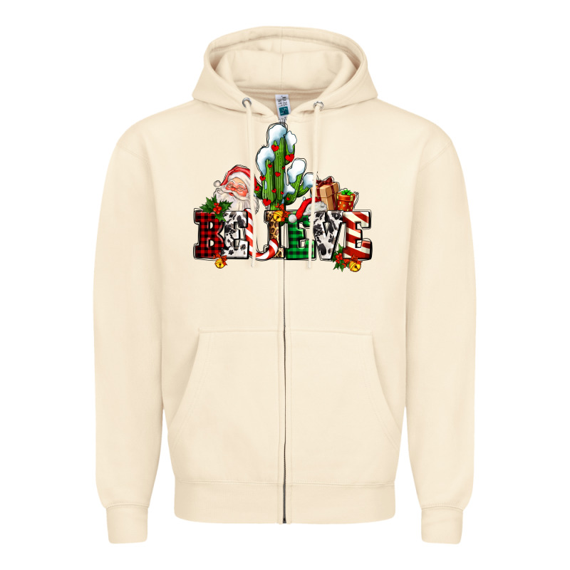 Believe Christmas And Santa Zipper Hoodie by AdoDesignShop | Teevron