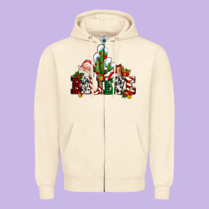 Believe Christmas And Santa Zipper Hoodie Designed By Adodesignshop