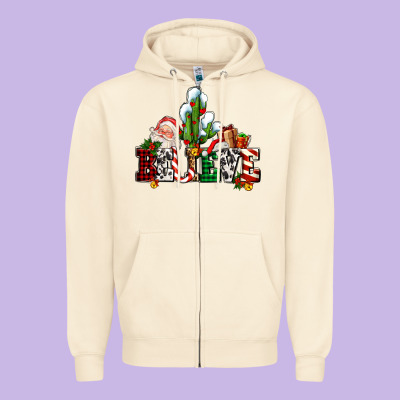 Believe Christmas And Santa Zipper Hoodie Designed By Adodesignshop