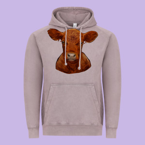 Red Angus Calf Vintage Hoodie Designed By Ranaportraitstore
