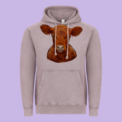 Vintage Hoodie red angus calf