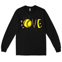 Black for the love of the game softball Long Sleeve Tee - CowhideDigitalArt