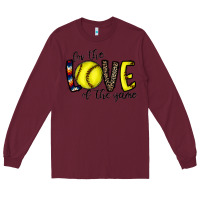 Burgundy for the love of the game softball Long Sleeve Tee - CowhideDigitalArt