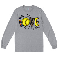Heather Grey for the love of the game softball Long Sleeve Tee - CowhideDigitalArt