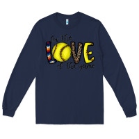 Navy for the love of the game softball Long Sleeve Tee - CowhideDigitalArt