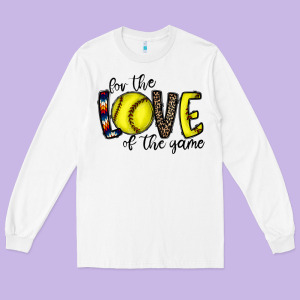 For The Love Of The Game Softball Long Sleeve Tee Designed By Cowhidedigitalart