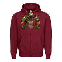 Burgundy deer rainbow Zipper Hoodie - JahusDesignShop