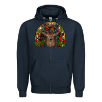 Navy deer rainbow Zipper Hoodie - JahusDesignShop