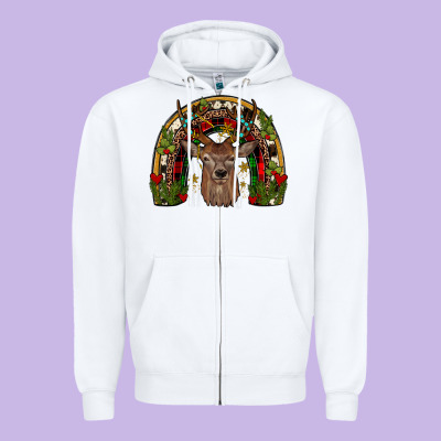 Deer Rainbow Zipper Hoodie Designed By Jahusdesignshop