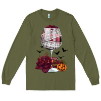 Army Green halloween roses wine Long Sleeve Tee - FaDigitalArtStudio