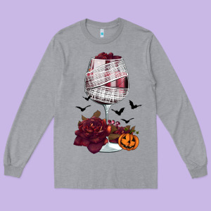 Halloween Roses Wine Long Sleeve Tee Designed By Fadigitalartstudio