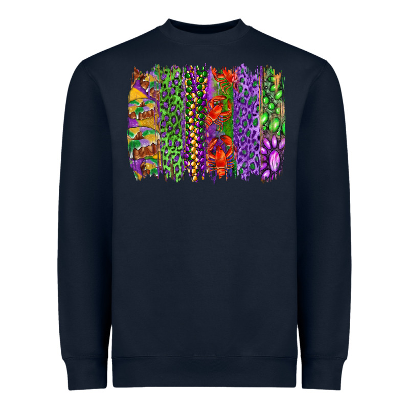 Mardi Gras Brush Strokes King Cake And Craw Fish Heavyweight Sweatshirt by RanaPortraitStore | Teevron