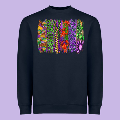 Heavyweight Sweatshirt Mardi gras brush strokes king cake and craw fish