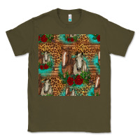 Army Green horses with roses seamless pattern Classic Tee - HRA Design Shop