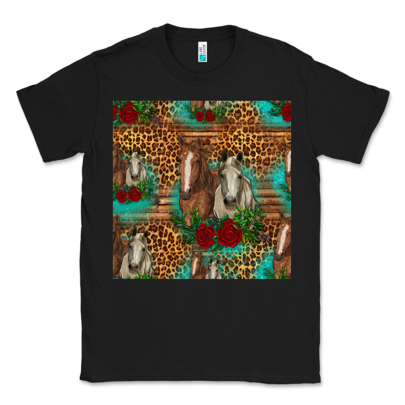 Horses With Roses Seamless Pattern Classic Tee by HRA Design Shop | Teevron