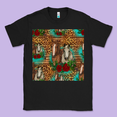 Horses With Roses Seamless Pattern Classic Tee Designed By Hra Design Shop